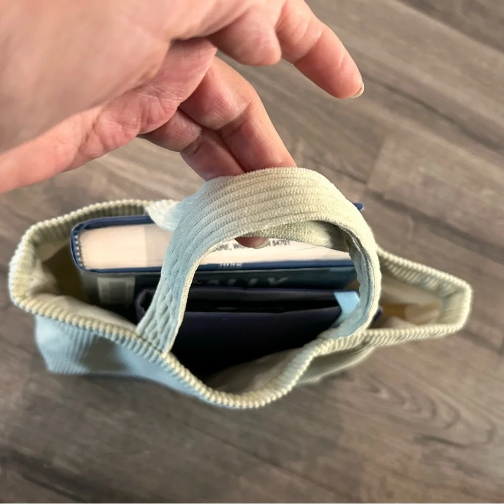 Read More Books Corduroy Mini Tote Bag Minimalist Book Lover Gift Key Lime - Picture 5 of 9